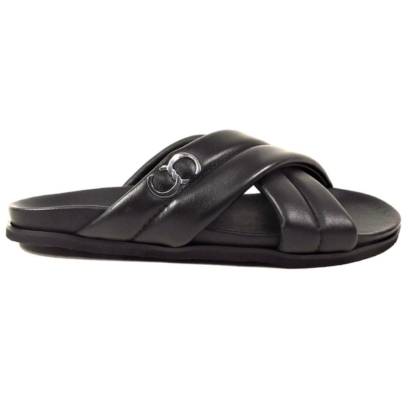 CASADEI ?? MEN\'S BLACK SOFT LEATHER FLAT SUMMER SANDALS